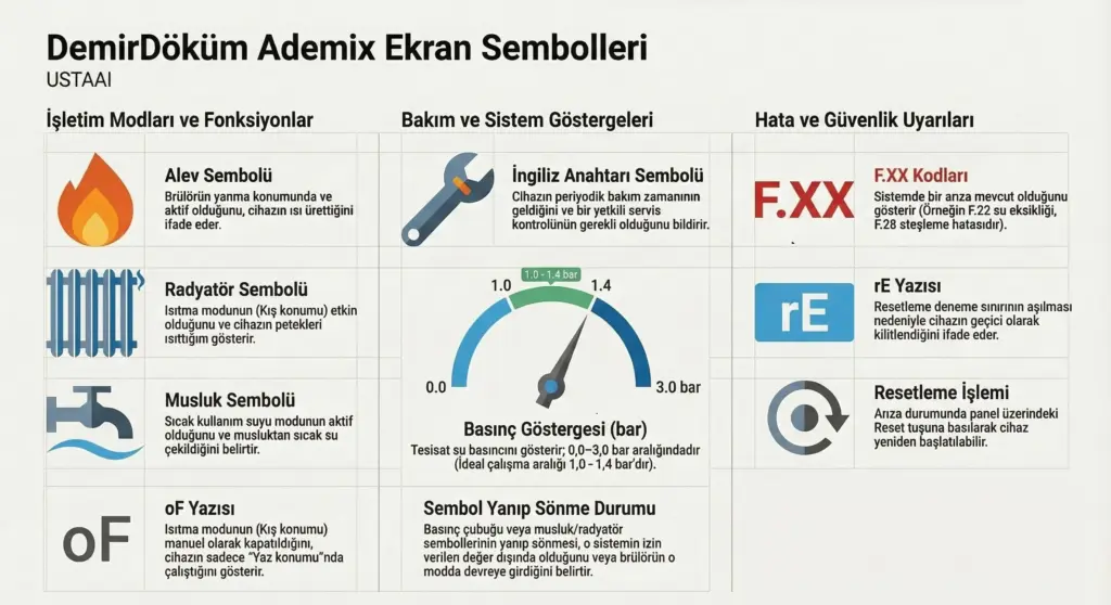 DemirDöküm Ademix Ekran Sembolleri